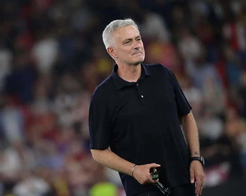 José Mourinho at Roma’s 2022 European final